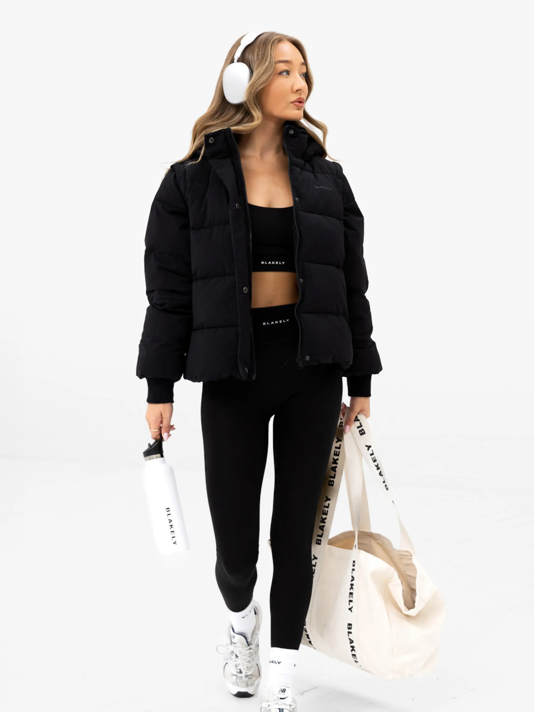 Multi Pocket Multiway Puffer Coat 2 - Black