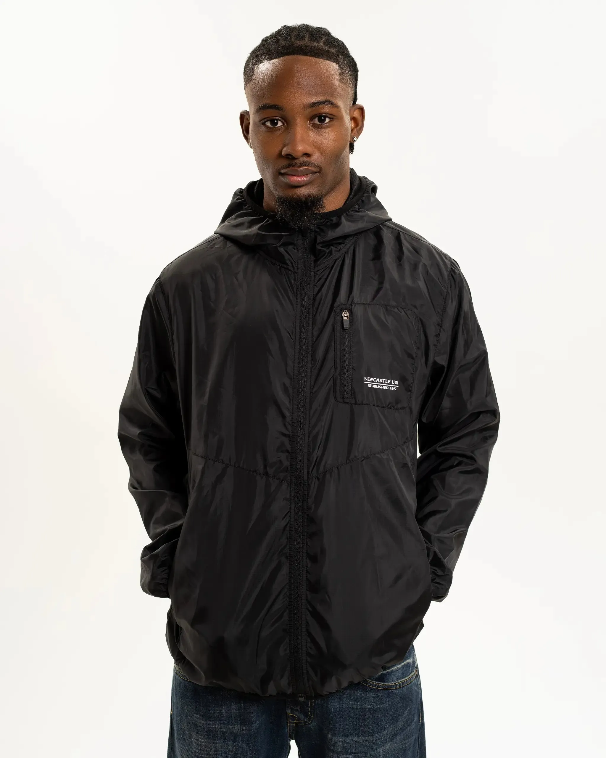 Layered construction Newcastle United Men's Lightweight Black Hooded Jacket