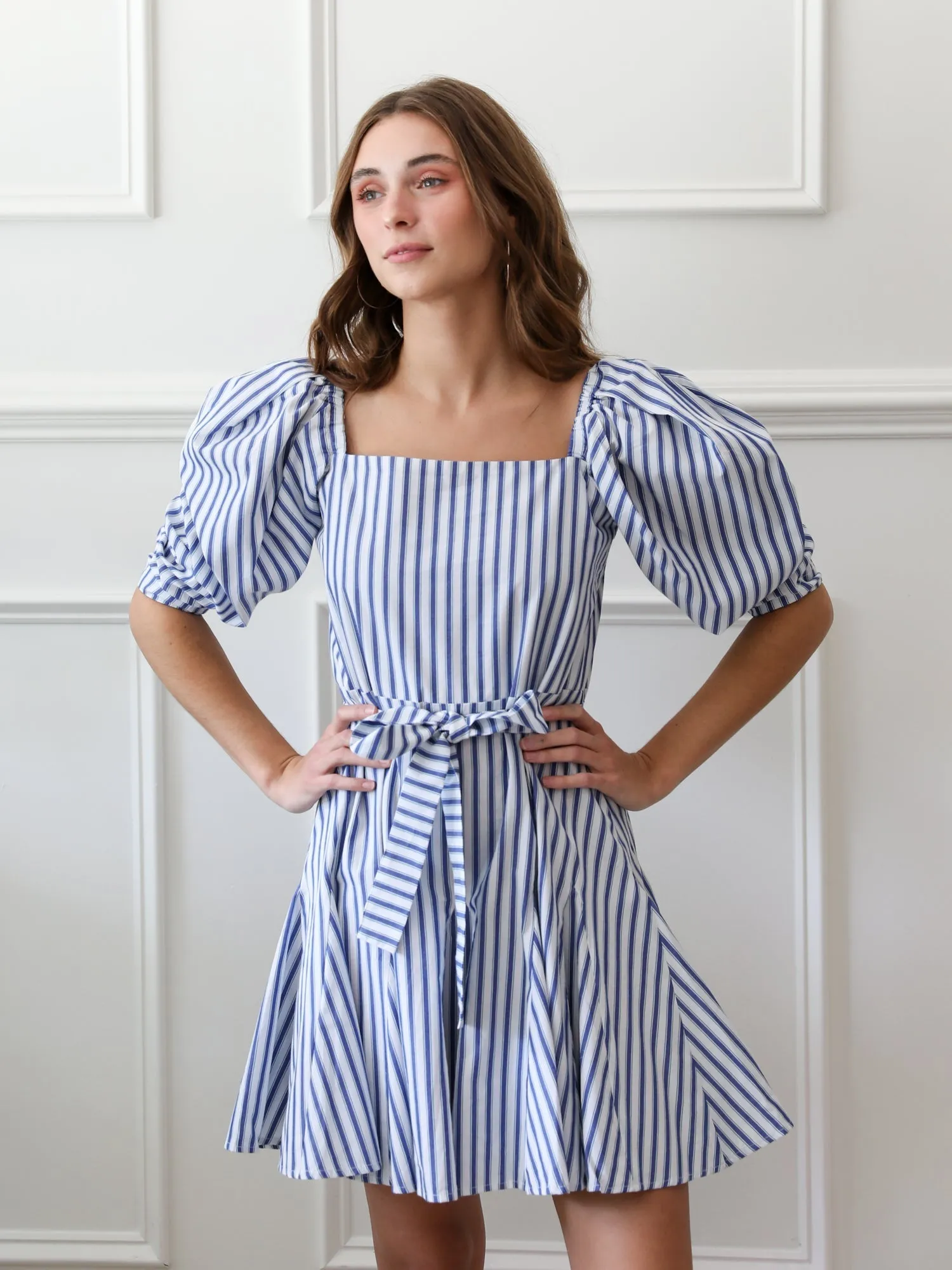 Comfy Comfort Anais Dress in Blue Stripe