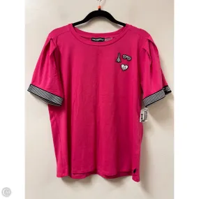 EnhancedDurabilityFinish MultipurposeUse Top Short Sleeve Designer By Karl Lagerfeld In Pink, Size: L