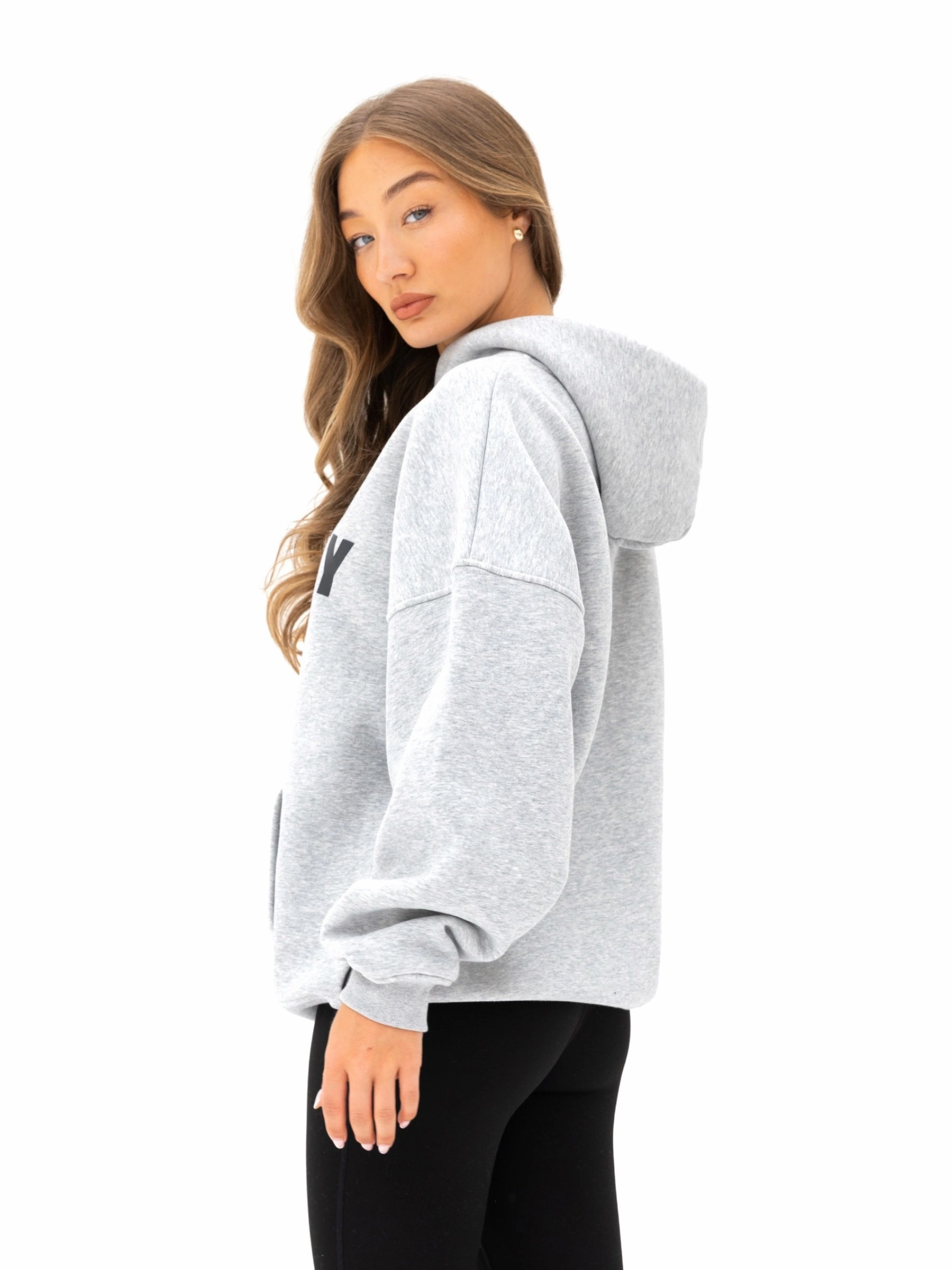 Solid Color Travel Ready Studio Oversized Hoodie - Marl Grey