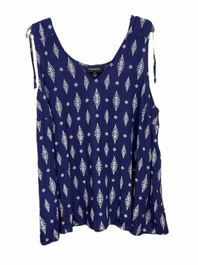 ElasticTrimming AntiSlipGrip Blue & White Top Sleeveless Lane Bryant, Size 3x