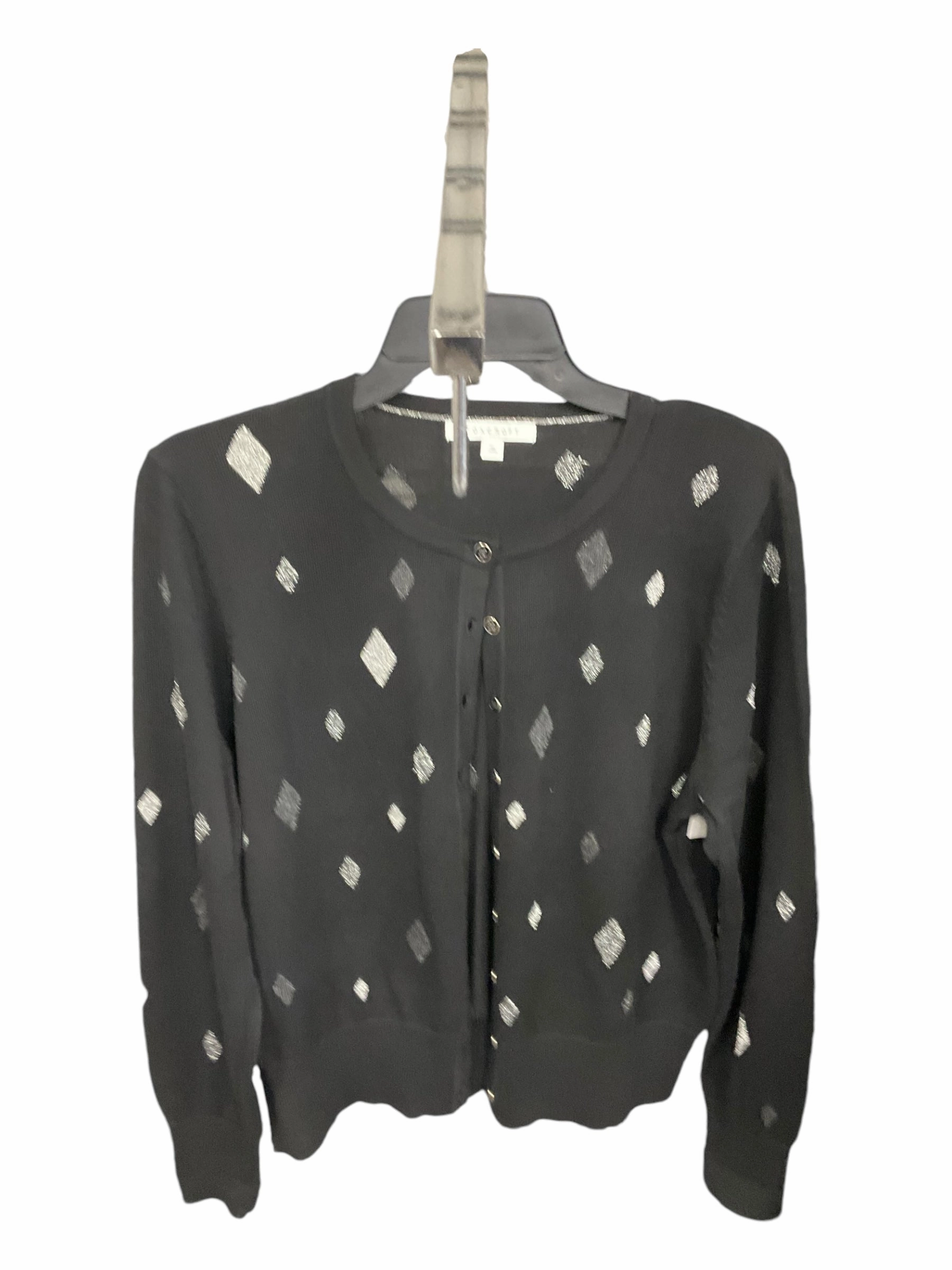 Sweater Cardigan By Foxcroft In Black & Silver, Size: Xl LightReflectiveTrim
