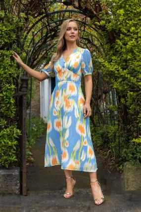 Day-to-evening dress Lily Sweetheart Blue & Green Printed Midi Dress