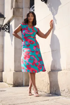 Lima Green & Red Print Midi Dress Perfectly Styled