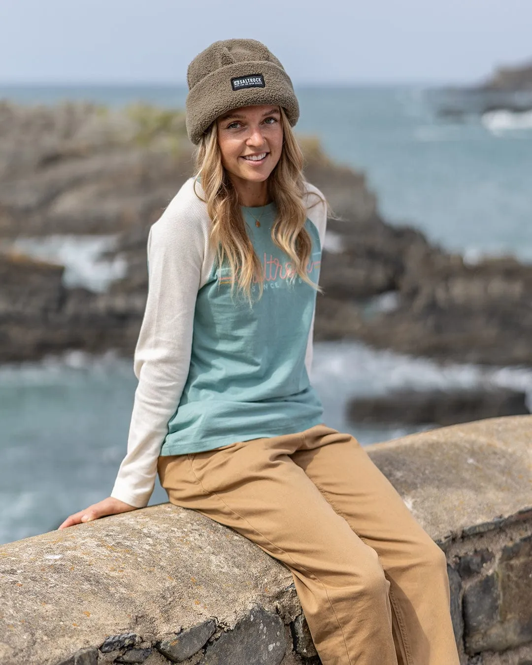 Links Waffle - Womens Raglan Long Sleeve T-Shirt - Blue/Cream Quick Access