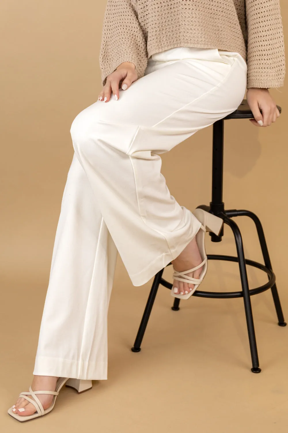 Stylish Appearance Lisa Wide Leg Cream Trousers