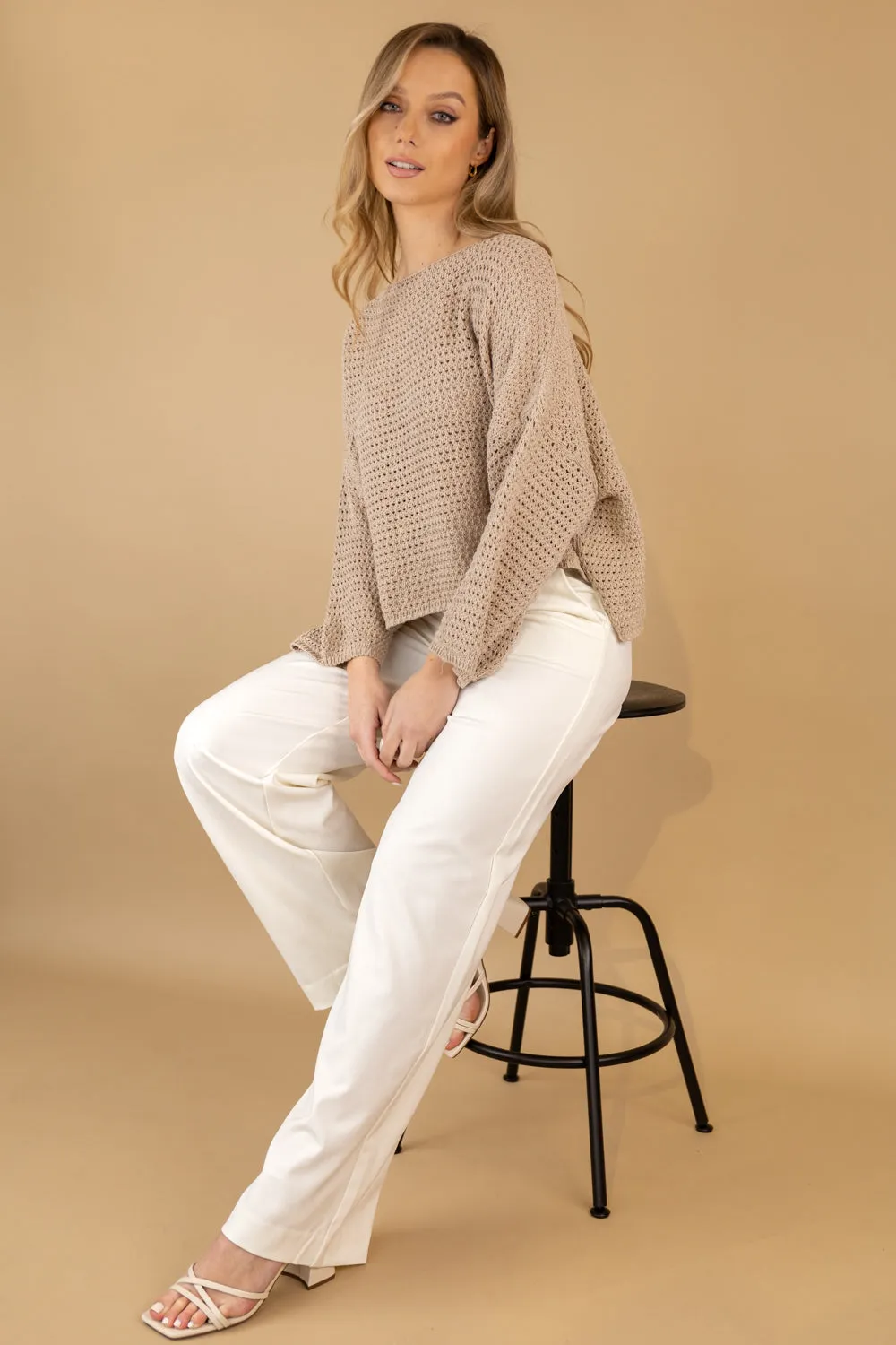 Lisa Wide Leg Cream Trousers Urban Style