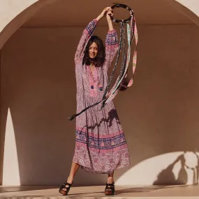 Geometric-pattern Statement Look Little Bird Gown