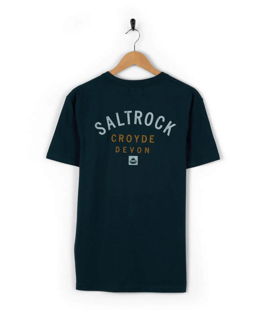 Location Croyde - Mens T-Shirt - Blue Ethically Sourced Cotton