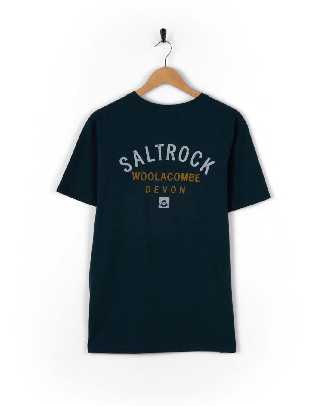 Stretchable Collar Band Heather Texture Finish Location Woolacombe - Mens T-Shirt - Blue