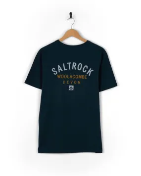Stretchable Collar Band Heather Texture Finish Location Woolacombe - Mens T-Shirt - Blue