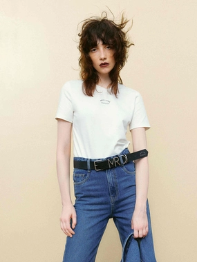 Four Way Stretch Logo Details Slim T-shirts