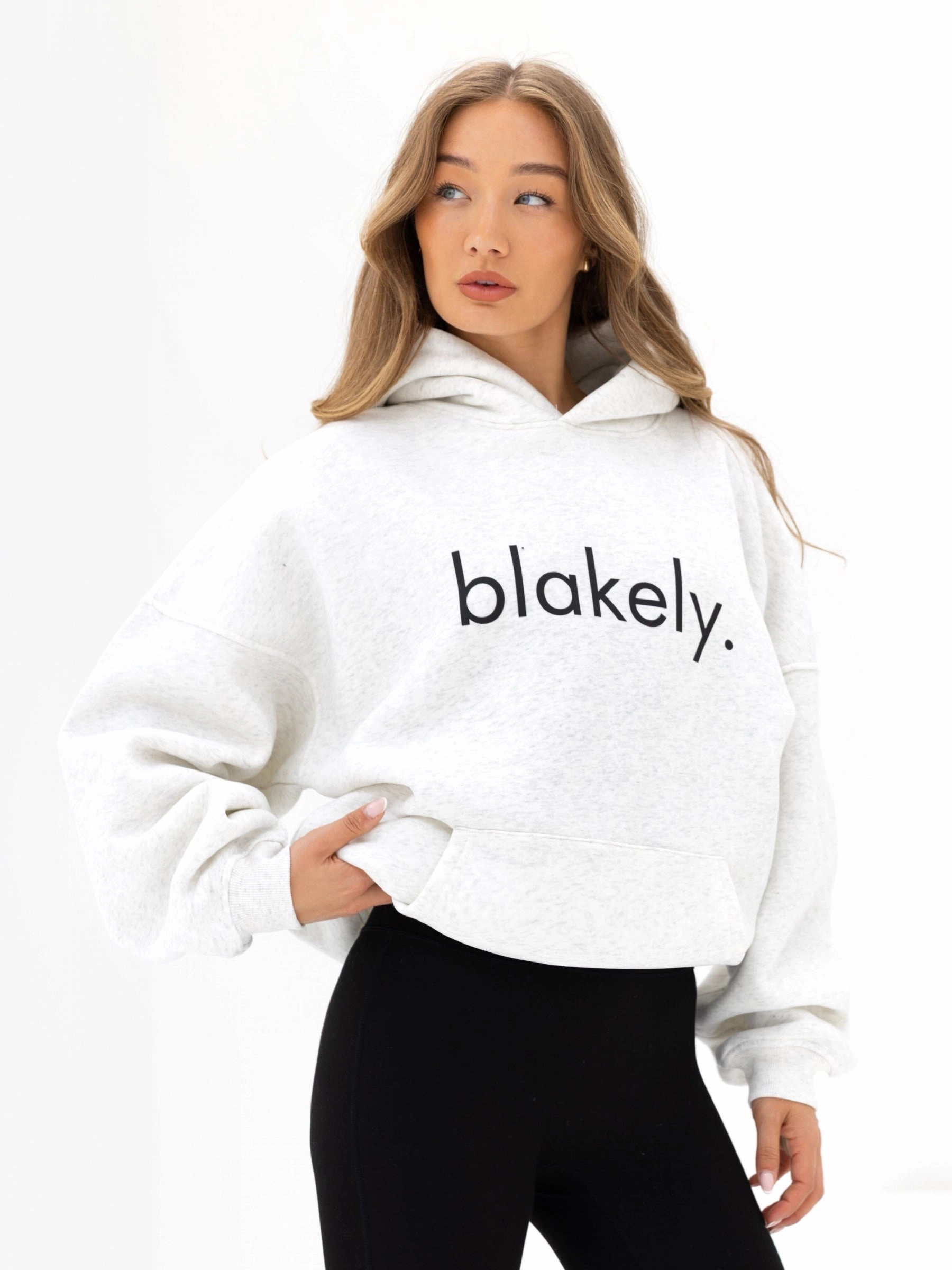 Logo Oversized Hoodie - Marl White autumn getaway Valentine's Day look
