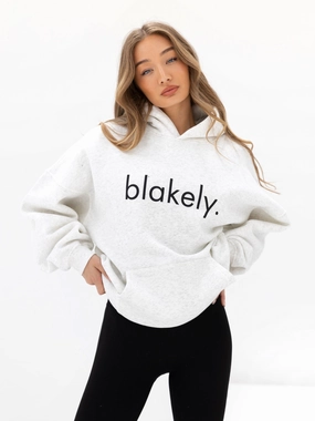 Logo Oversized Hoodie - Marl White Festival Style