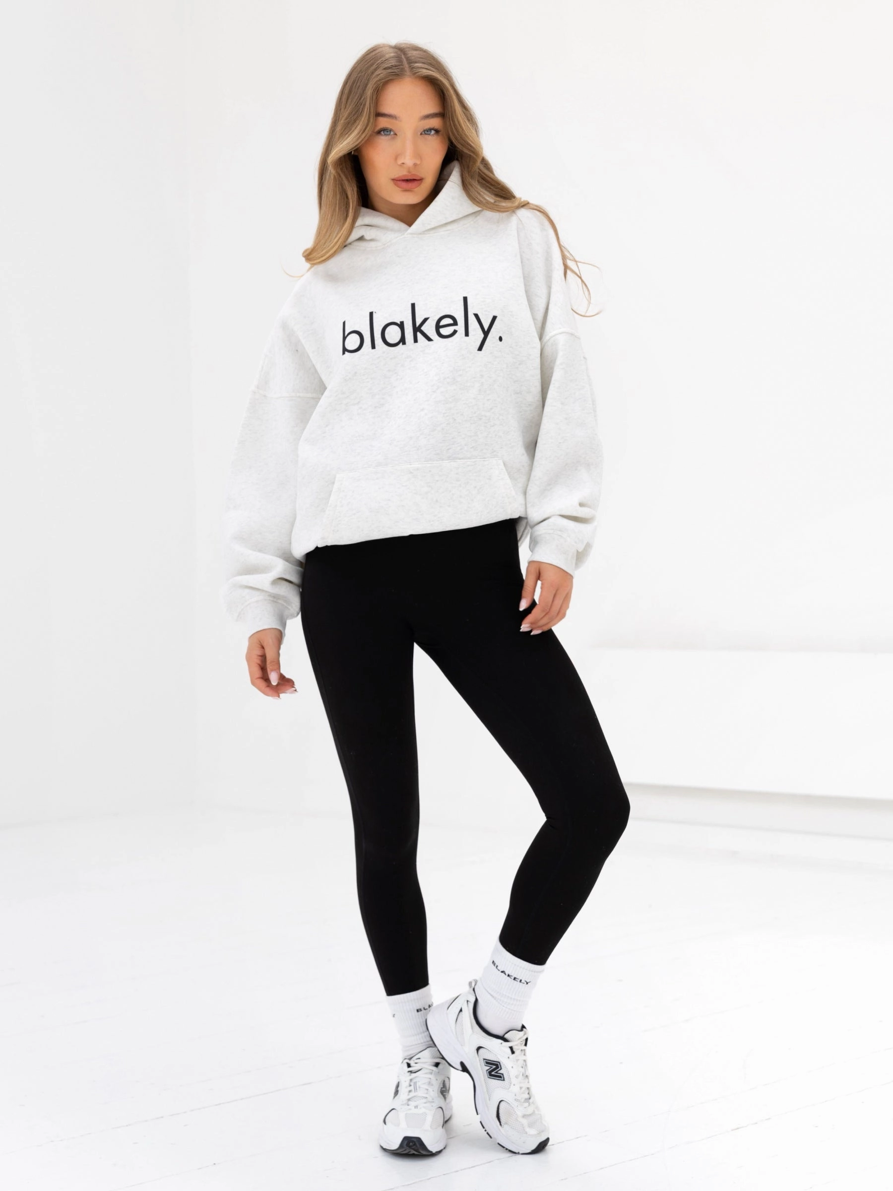Soft Design Heat Reflective Coating Logo Oversized Hoodie - Marl White
