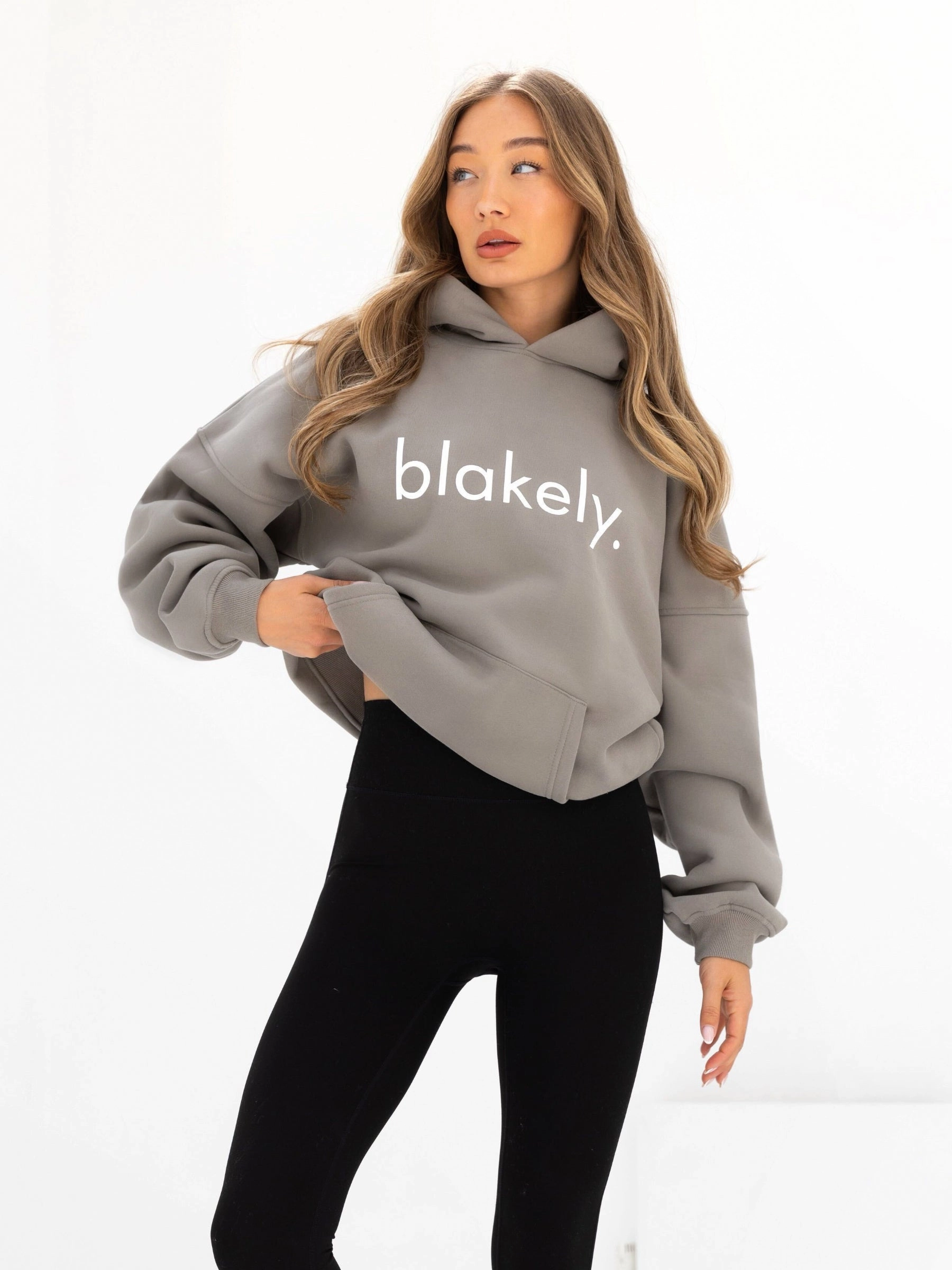 restaurant dining Logo Oversized Hoodie - Washed Khaki