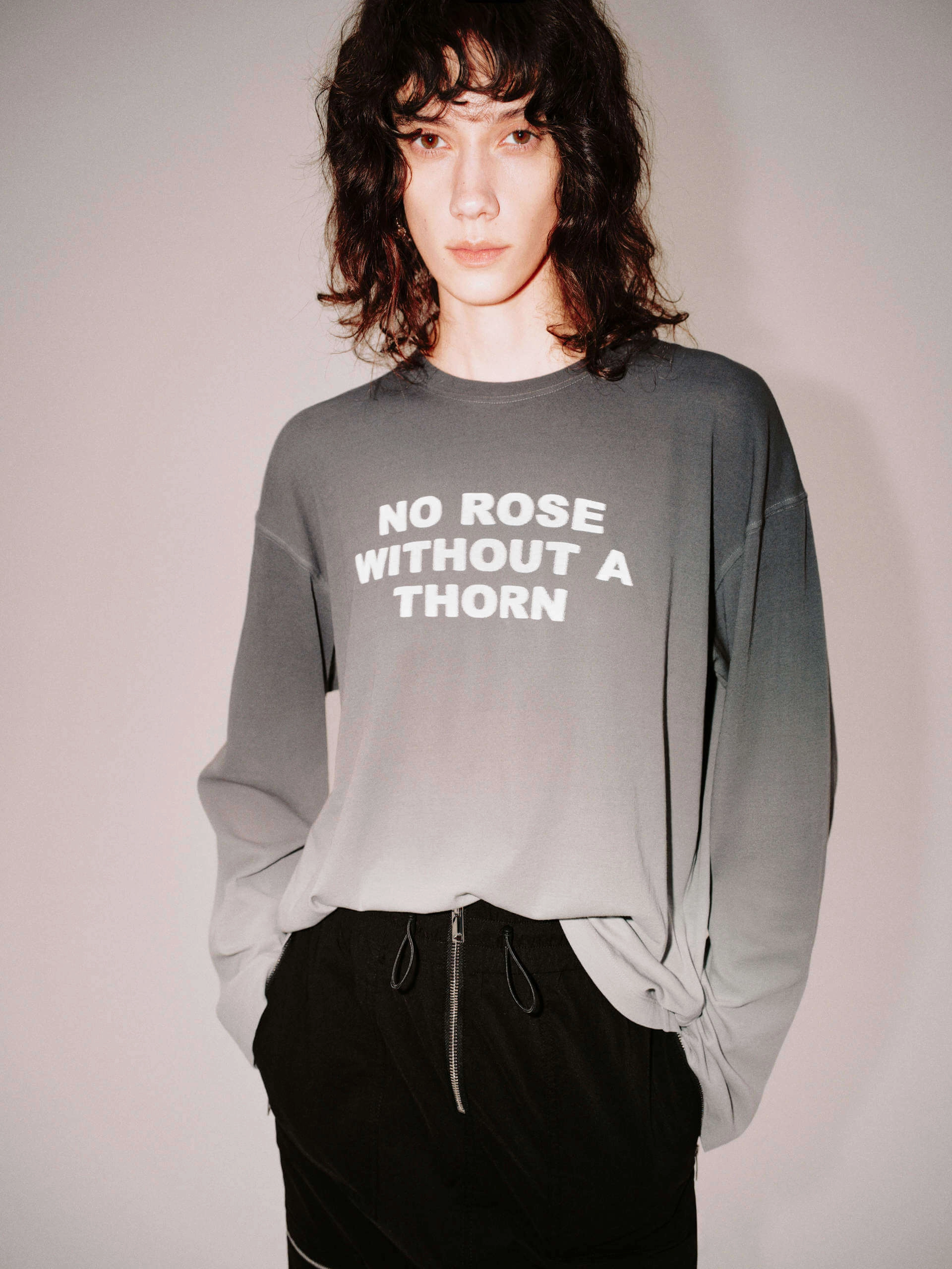 Long Sleeve Letter T-shirt High Density Weave