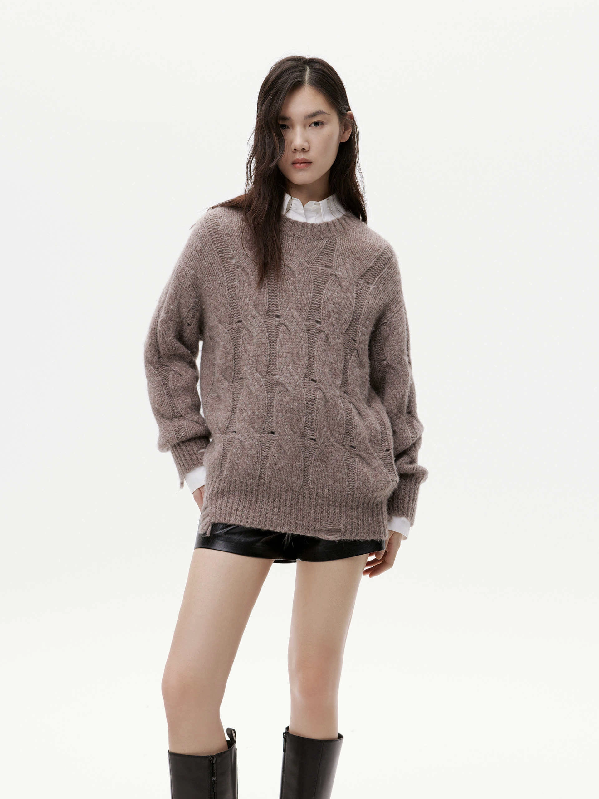 Dynamic Flex Panels Loose Distressed Sweater