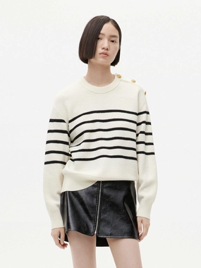 Flatlock stitching Lightweight Knit Loose Fit Wool Sweater