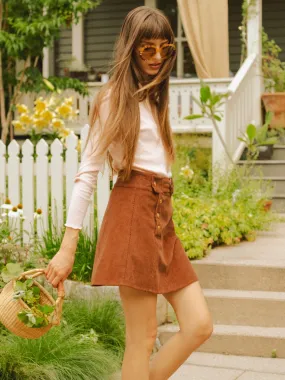Lorelei Skirt in Coffee Cord Statement Color Polished Touch