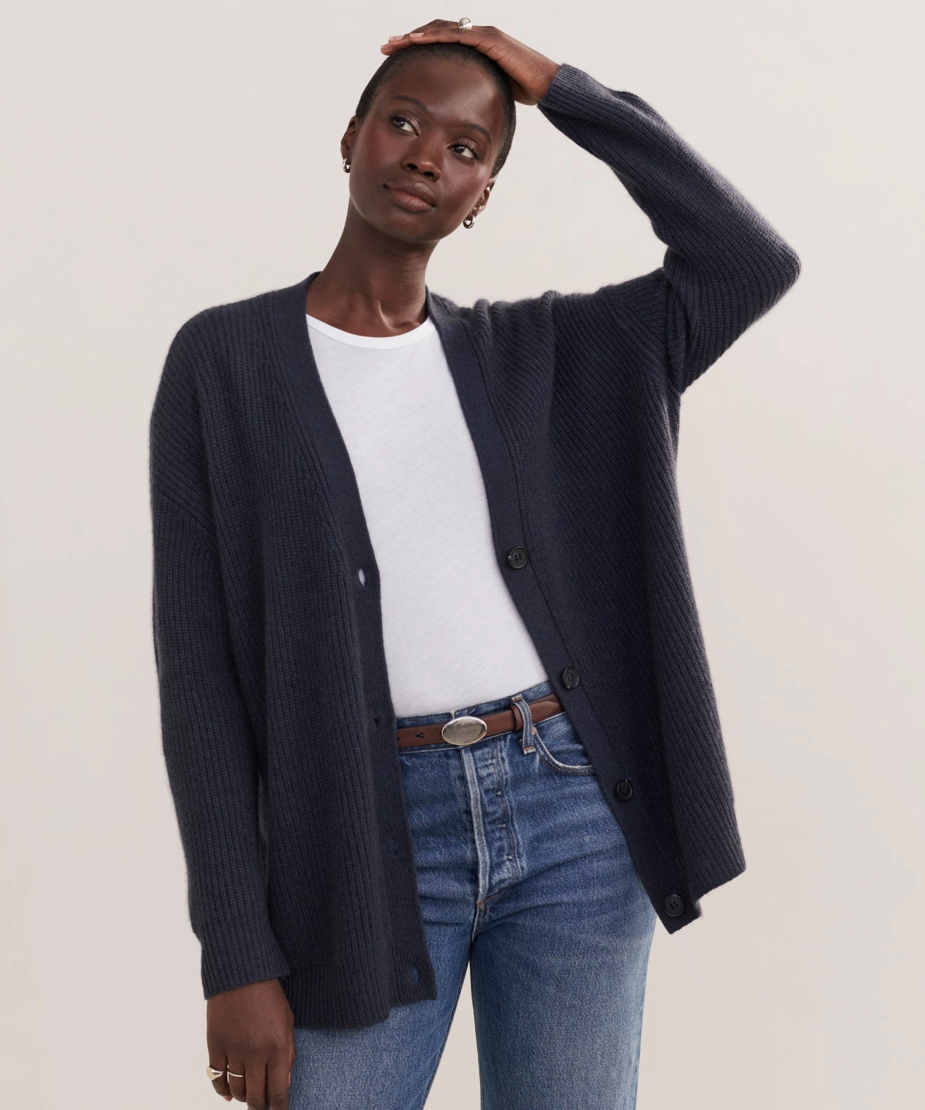 Moisture Wicking Knit Casual Design Cashmere Cocoon Cardigan