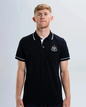 Newcastle United Men's Essentials Range Black Polo Shirt Effortless Fashion