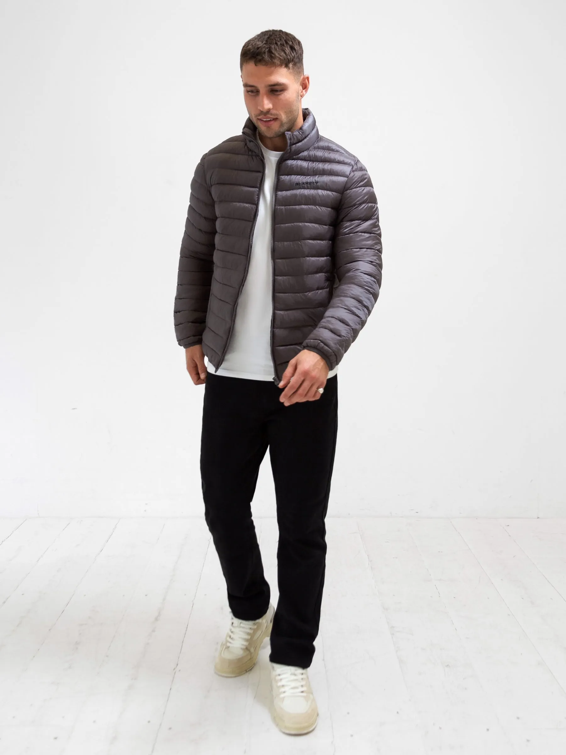 No Wrinkle DualLayer Weave Lucas Lightweight Puffer Jacket - Charcoal