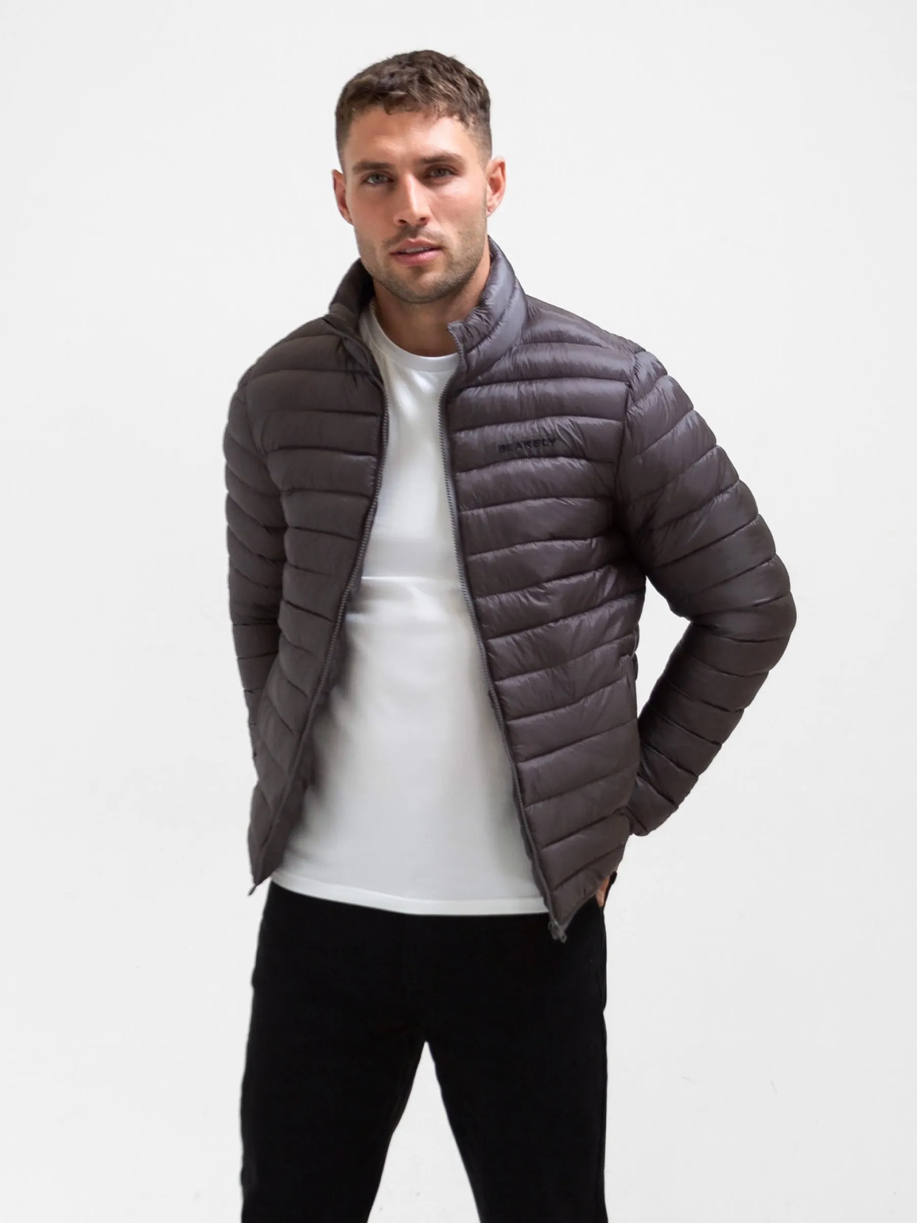 Lucas Lightweight Puffer Jacket - Charcoal Rubberized Trims