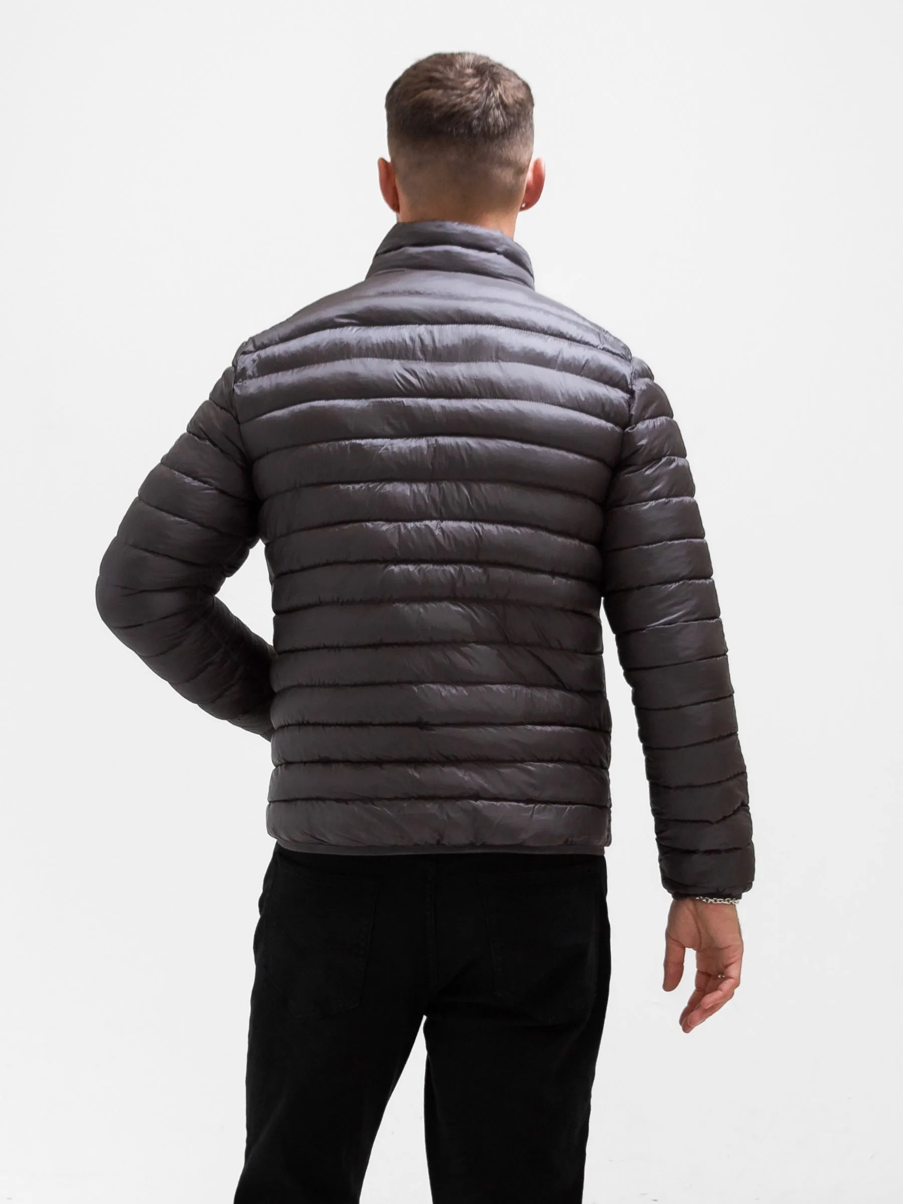 Moisture Wicking Fabric Reflective Trim Lucas Lightweight Puffer Jacket - Charcoal