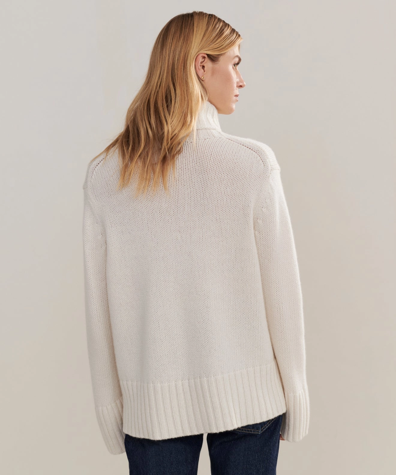 Drop Shoulder Casual Chic Cashmere Jet Turtleneck