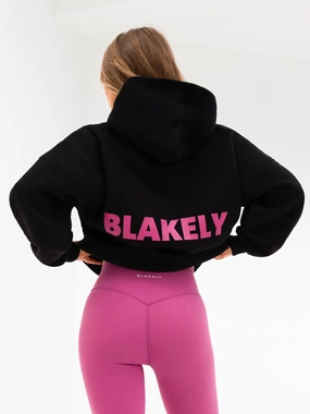 Amelie Oversized Hoodie - Black & Pink Urban Fresh Adjustable Hood