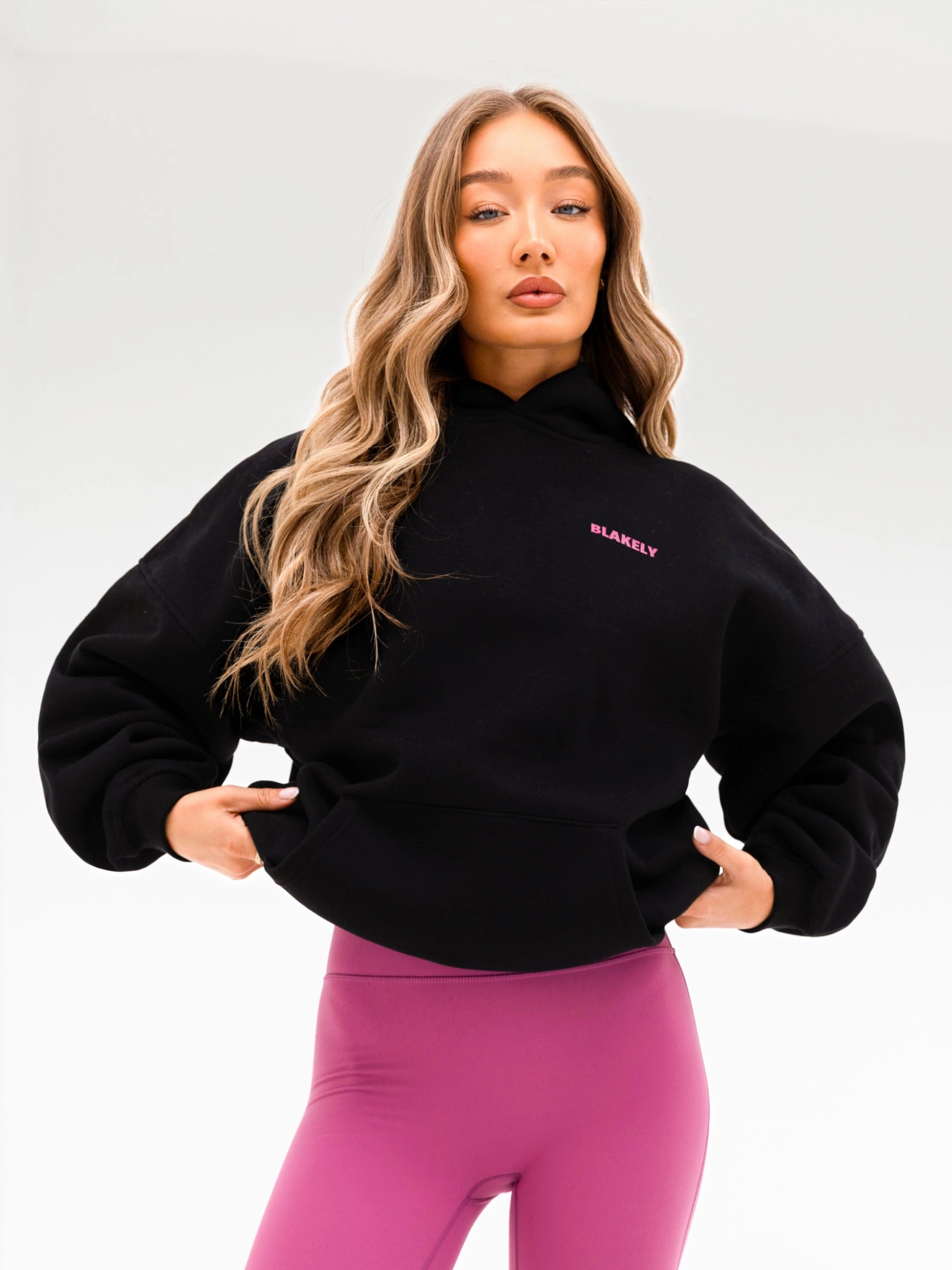 Durable Stitching Amelie Oversized Hoodie - Black & Pink