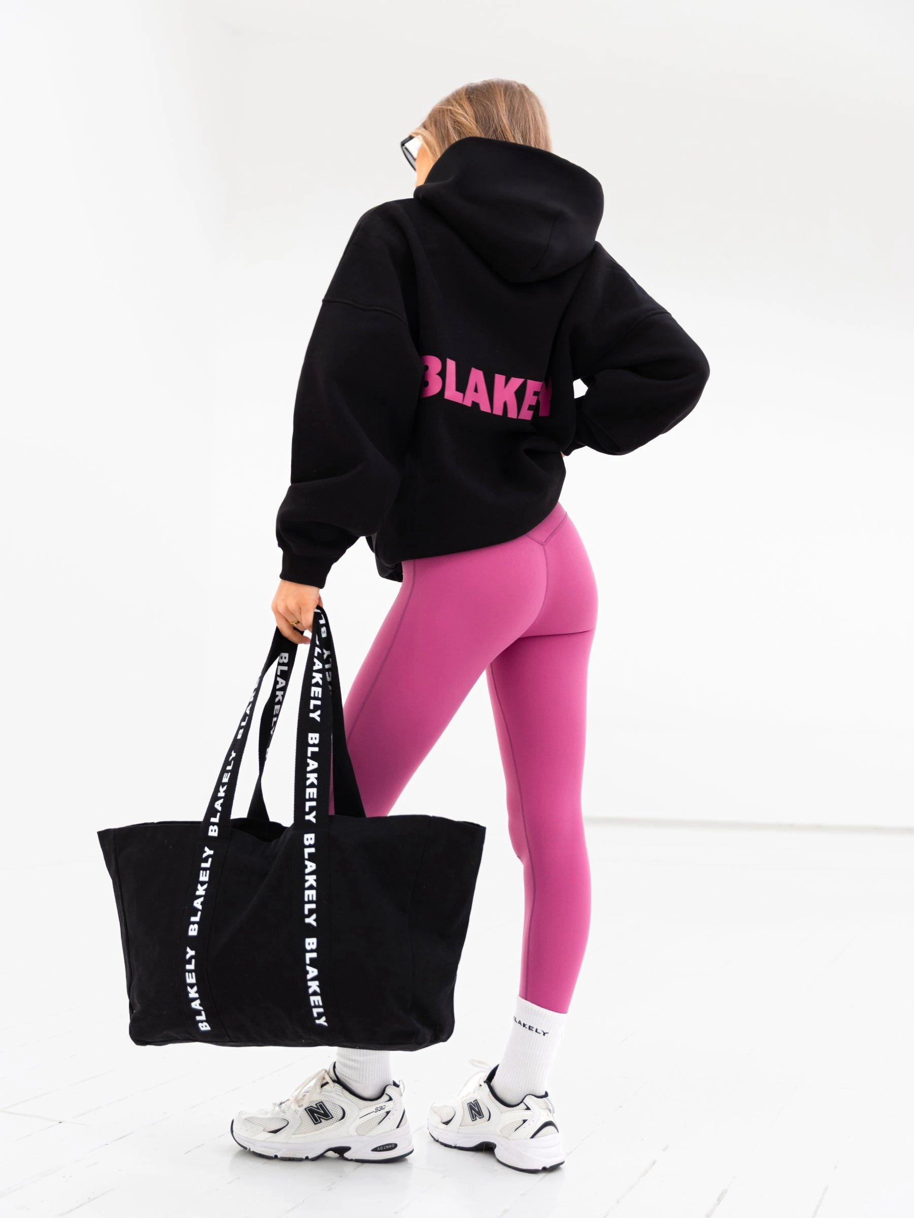 Amelie Oversized Hoodie - Black & Pink Comfort Flex Eco Certified Cotton Blend