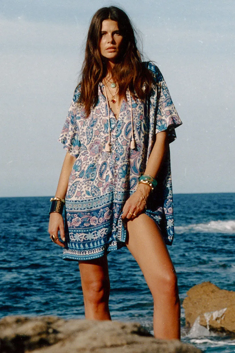 UV-Resistant Mature Glam Marmont Flutter Tunic Dress