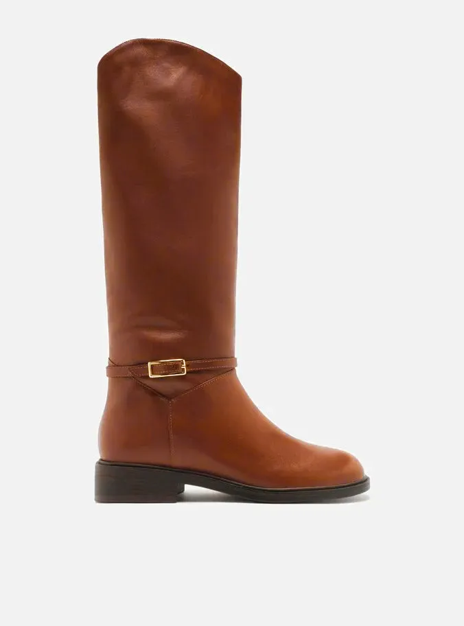 Zip Fast Contoured Footbed Shape Mckenna Leather Wide  Block Boot