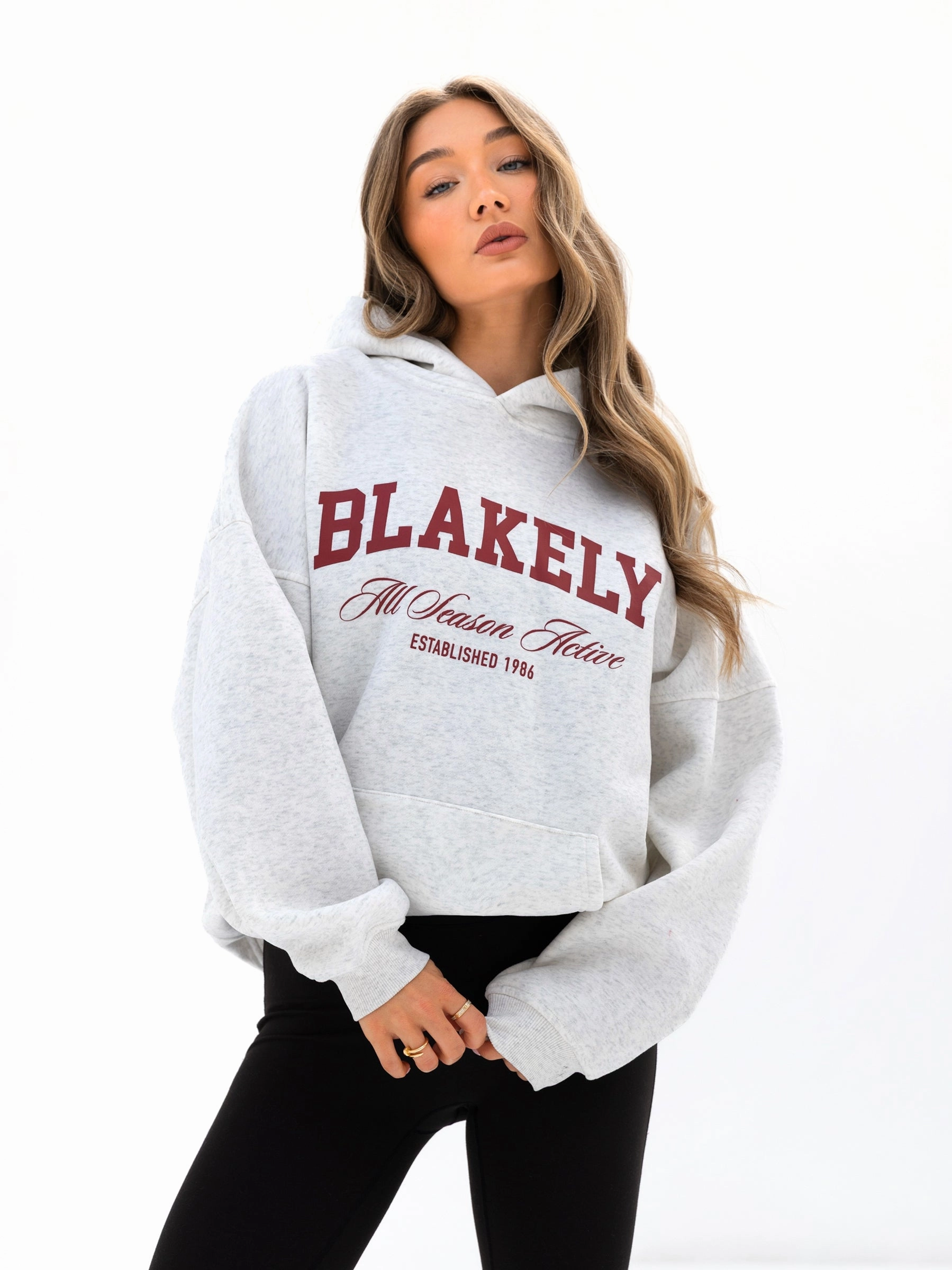 Active Apparel Melrose Oversized Hoodie - Marl White