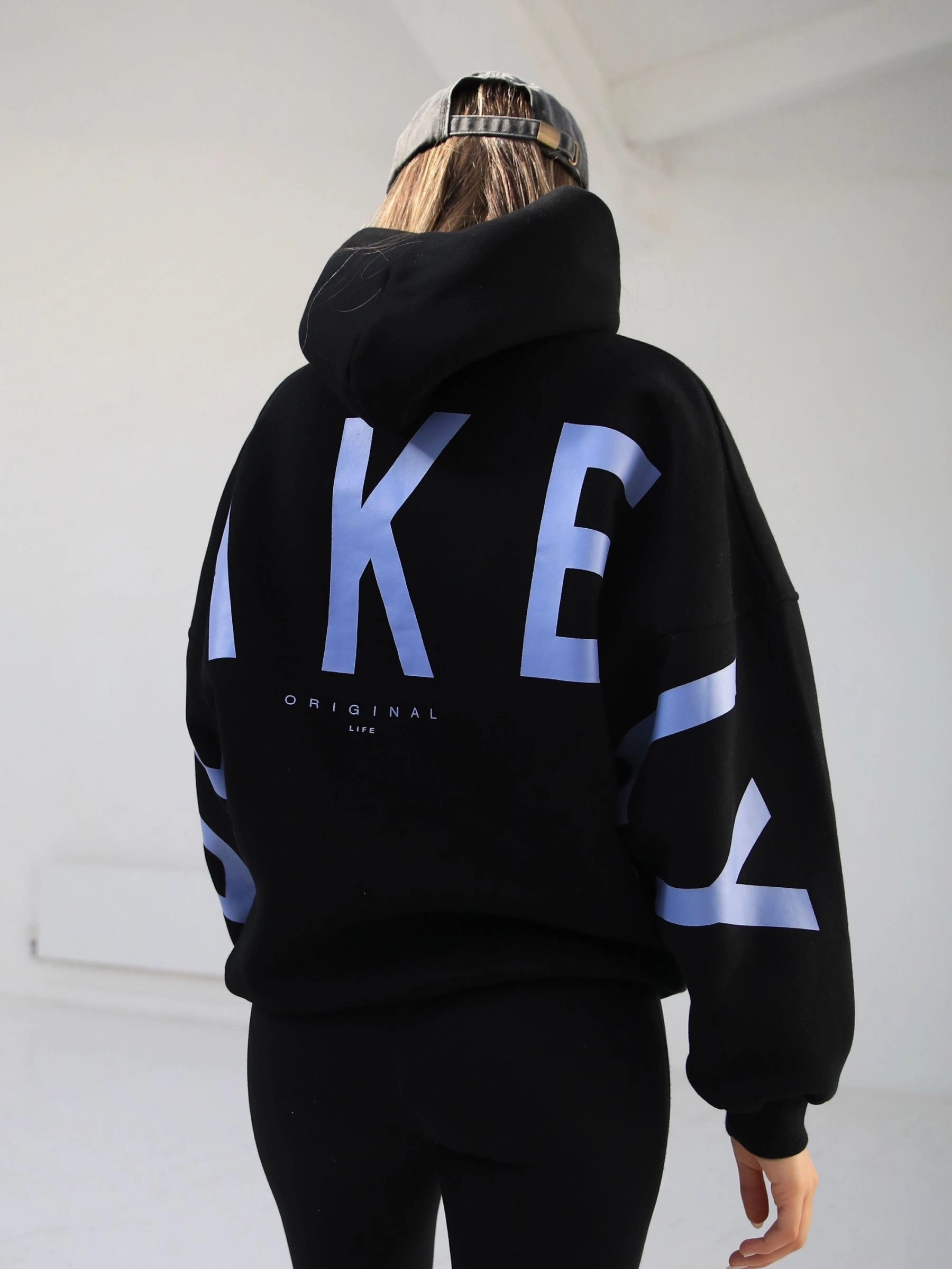 Members Isabel Oversized Hoodie - Black & Blue Ultra Soft Handfeel Fashion Comfort