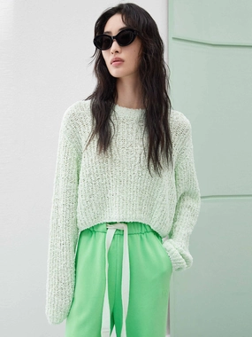 Dynamic Fit System Layered Edge Detailing Texture Round Neck Sweater