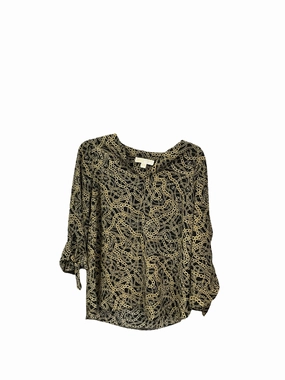 Light material UltraSoft Lining Top Long Sleeve By Michael By Michael Kors In Black & Yellow, Size: M