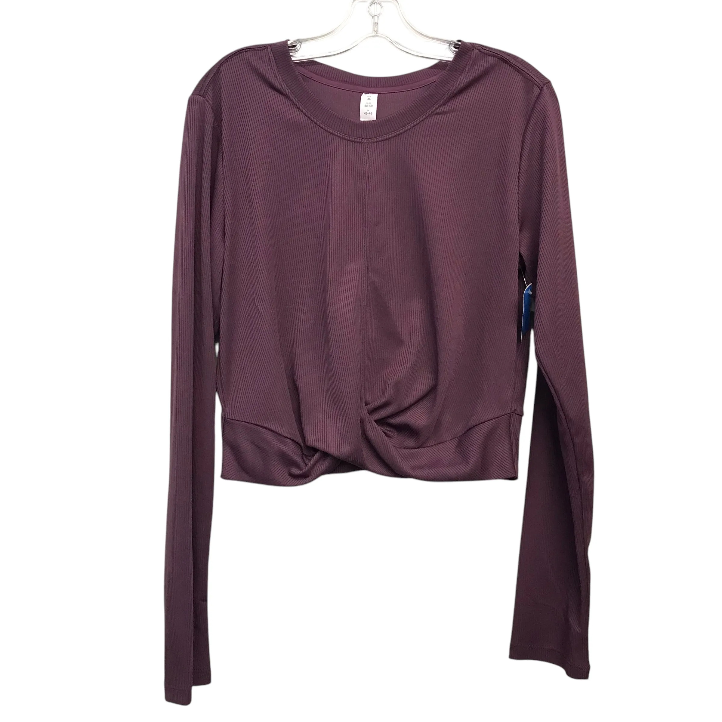 High Density Knit ZipClosure Athletic Top Ls Crewneck By Marika In Purple, Size:Xl