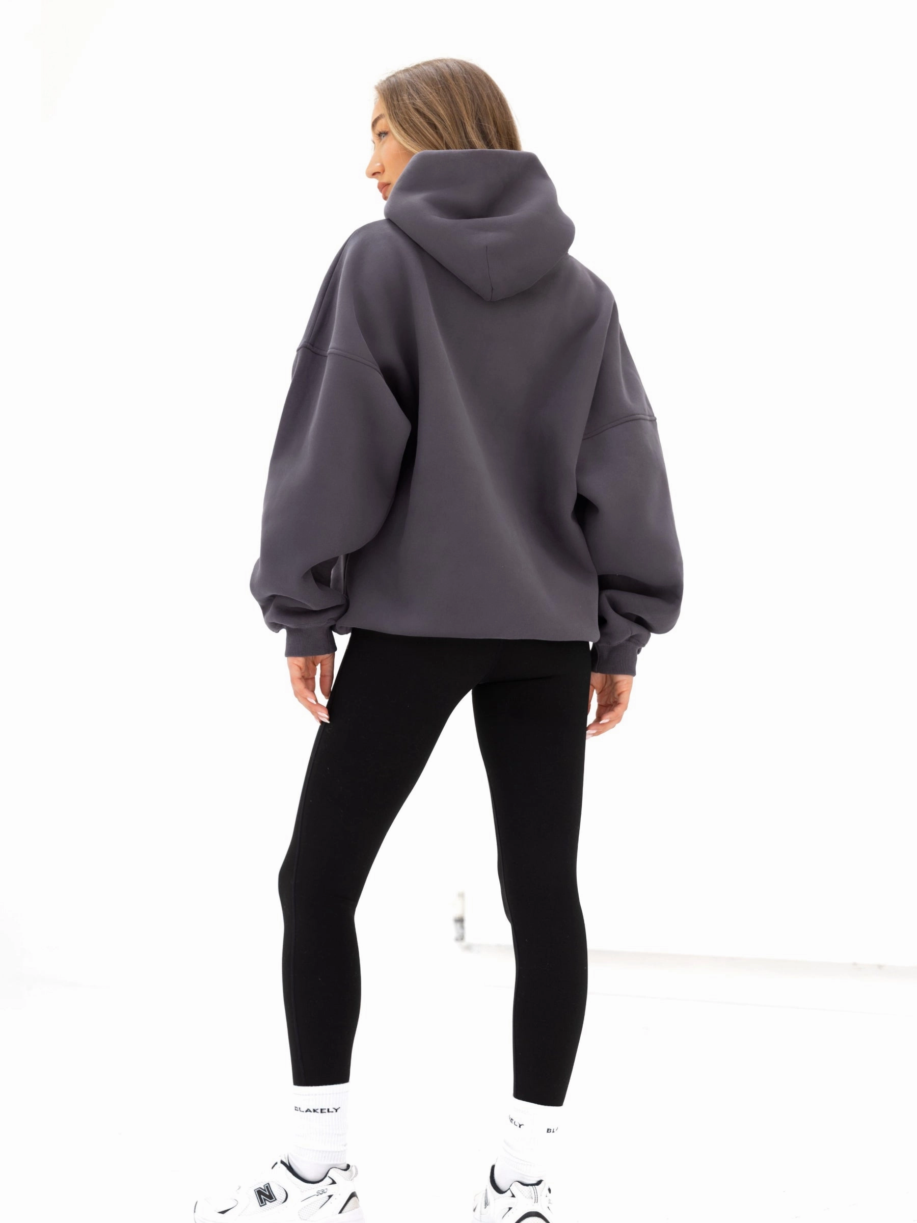 senior option Thermal Regulating Fabric Logo Oversized Hoodie - Charcoal