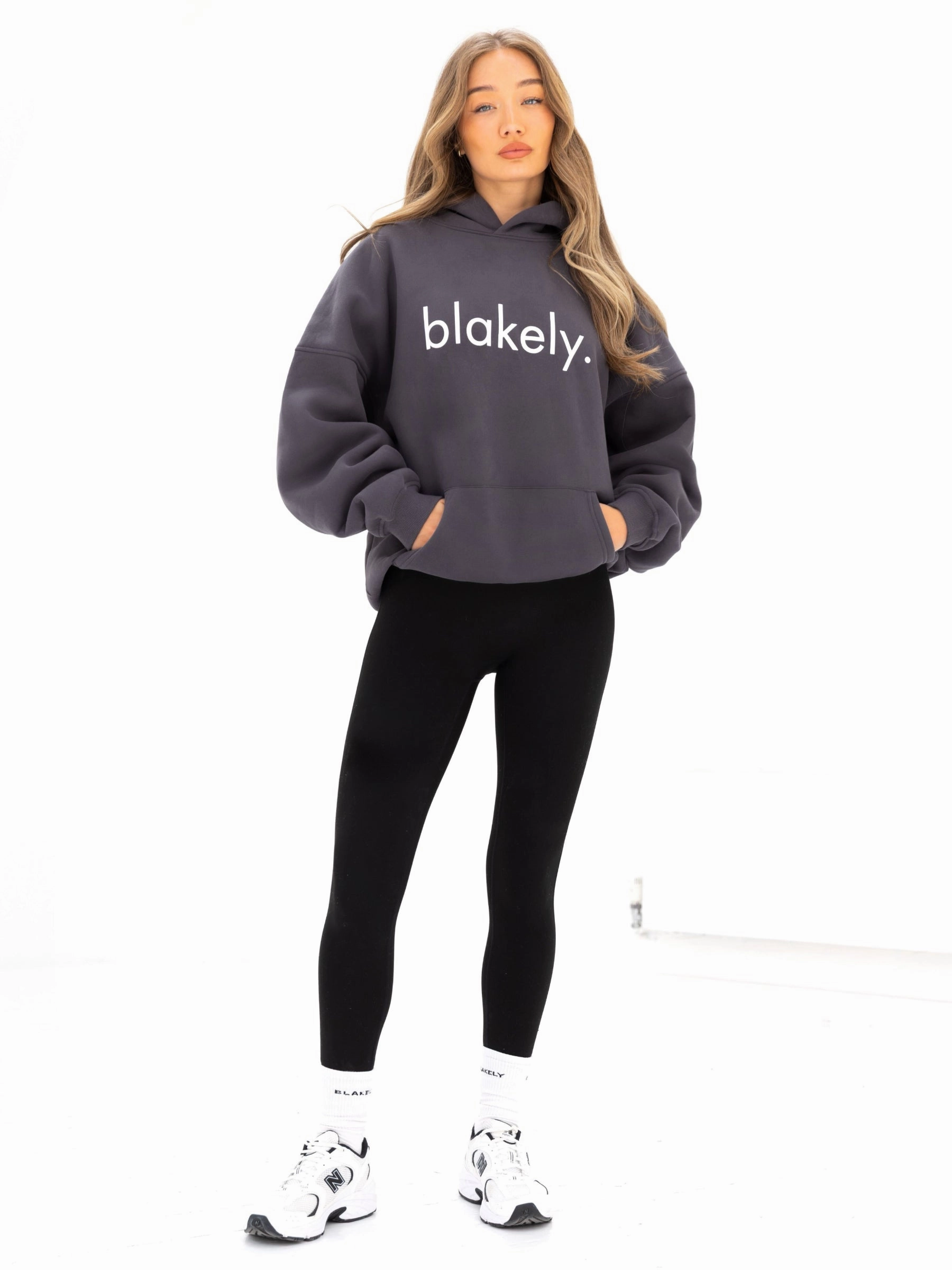 Logo Oversized Hoodie - Charcoal DIY wear Patchwork