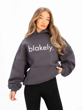 Comfy Design Belt loops Logo Oversized Hoodie - Charcoal