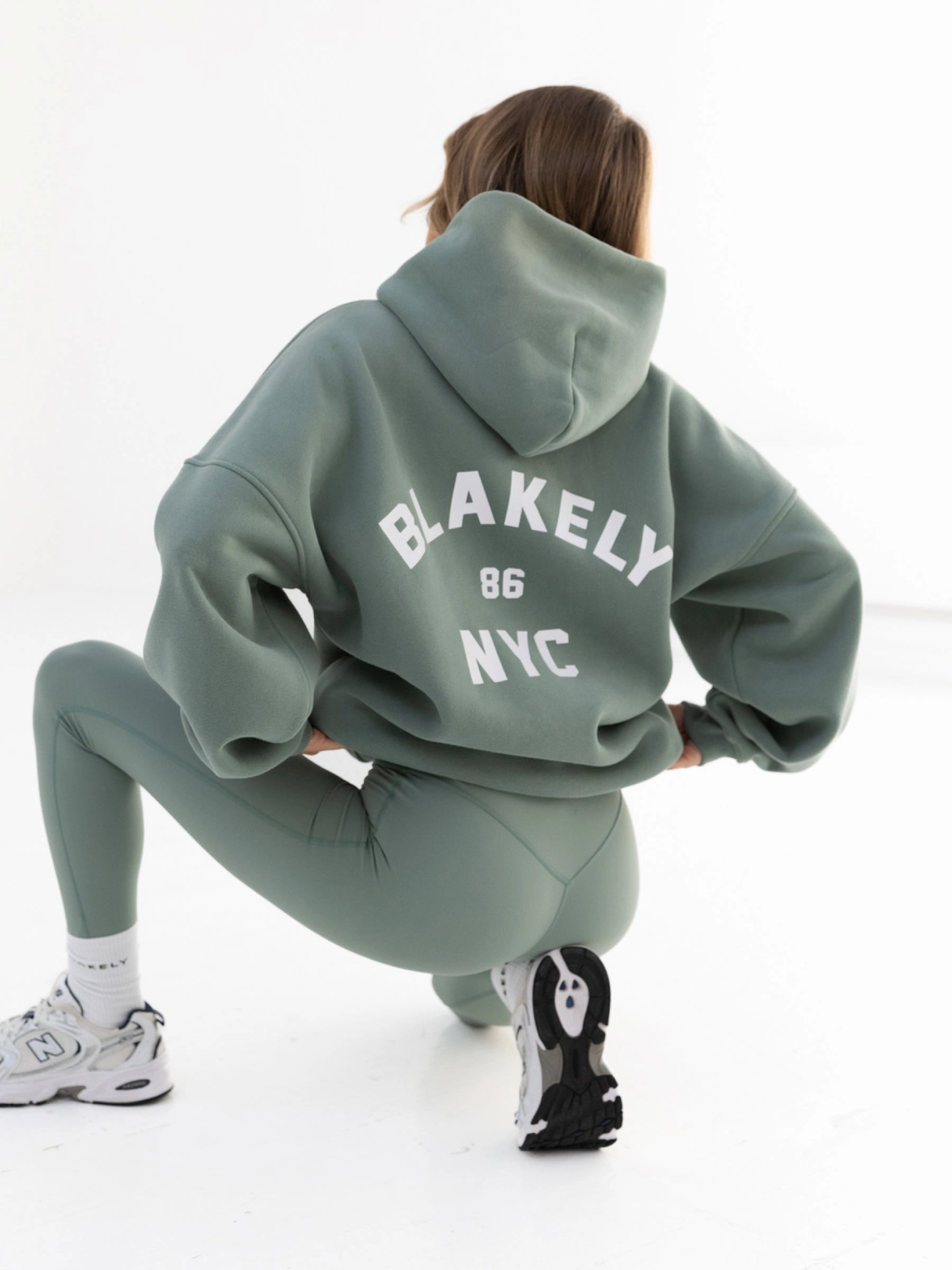 Mediterranean style Street Energy Wear NYC Oversized Hoodie - Sage Green