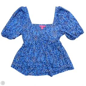 BioBased Fibers Sporty Style Top Short Sleeve Designer By Lilly Pulitzer In Blue, Size: M