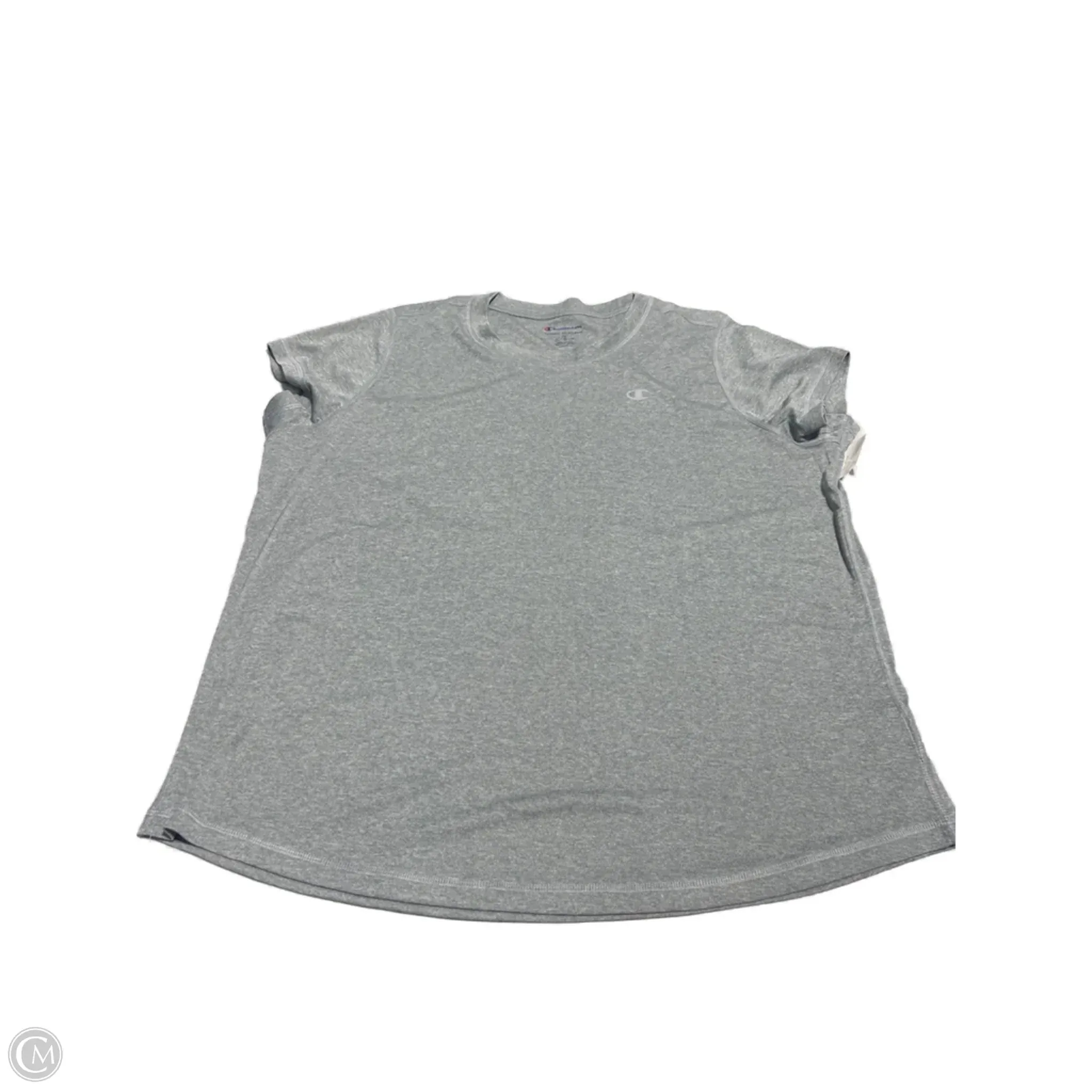 Athletic Top Short Sleeve By Champion In Grey, Size: 1x HighNeckCut Snag Resistant Surface
