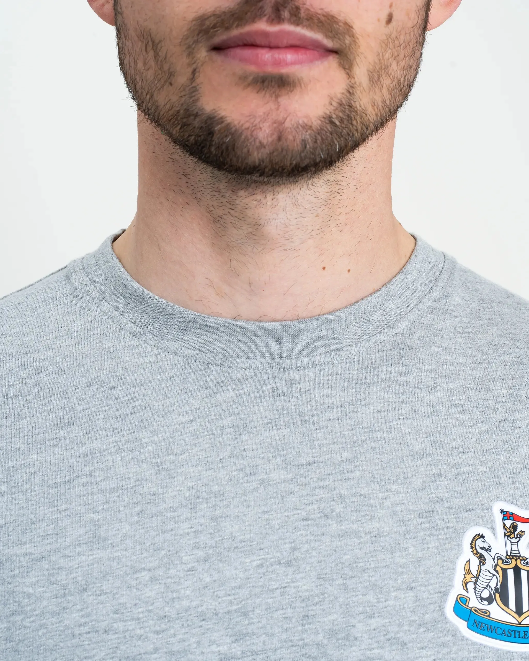 Newcastle United Men's Grey Marl Terrace Crest T-Shirt Versatile Outfit Sun Protection