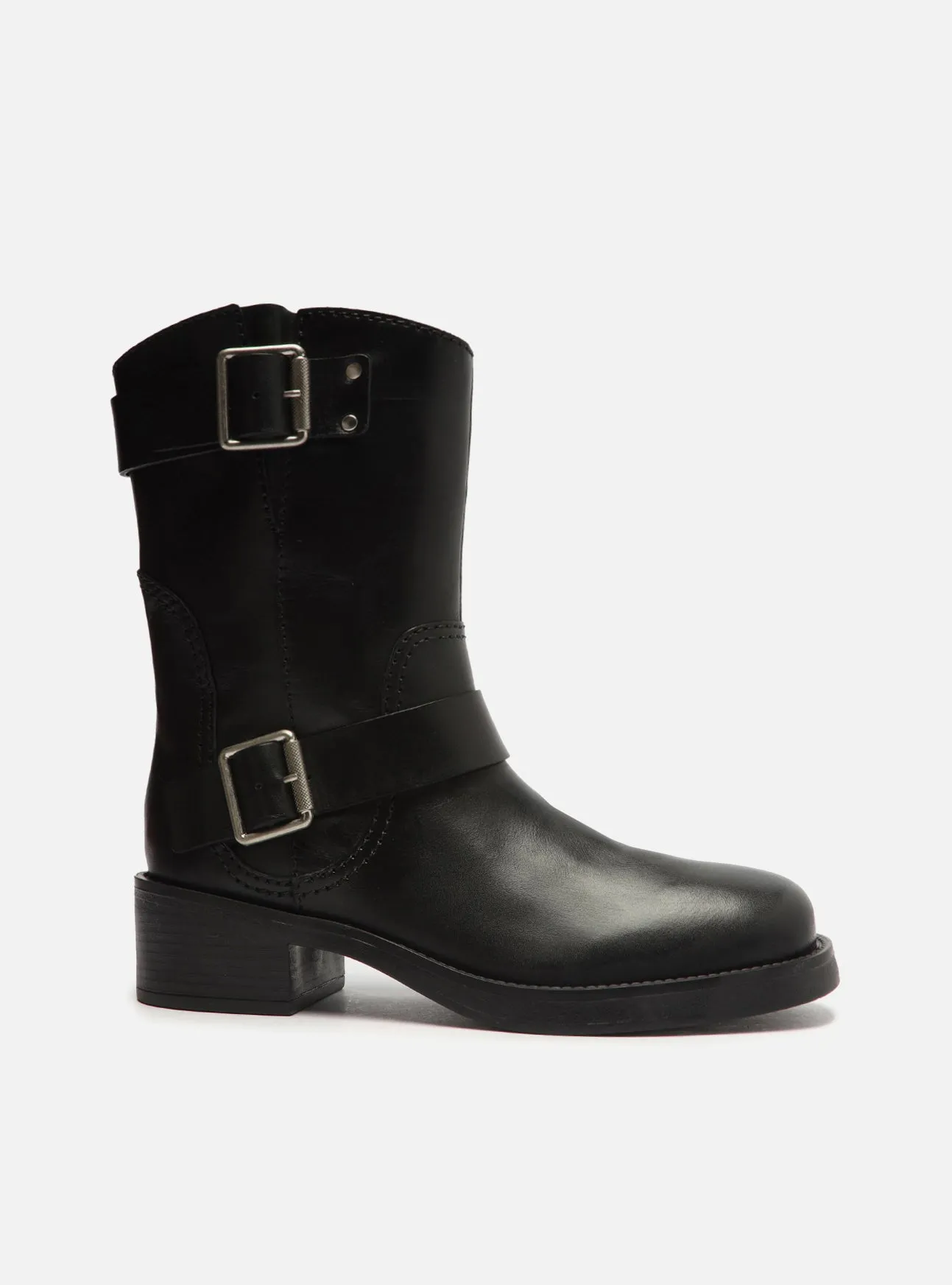 Lucy Leather Block Boot Seamless Comfort Urban Commute Mud Resistant Winter Walker