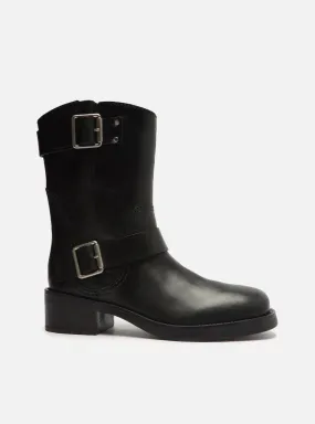 Lucy Leather Block Boot Seamless Comfort Urban Commute Mud Resistant Winter Walker